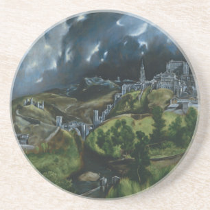 Ansicht von Toledo, El Greco Sandstein Untersetzer