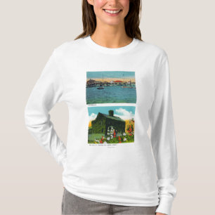Ansicht von Ufergegend, alte Efeu-Hütte auf T-Shirt