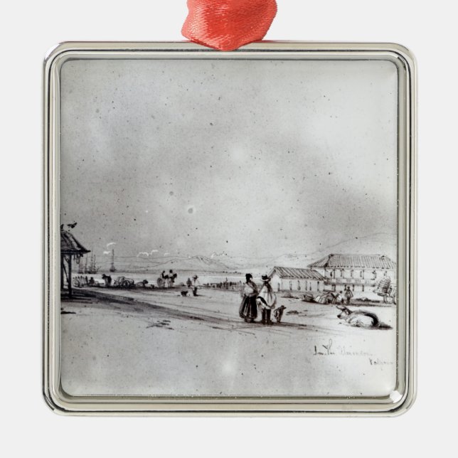 Ansicht von Valparaiso, 1834 Silbernes Ornament (Vorne)