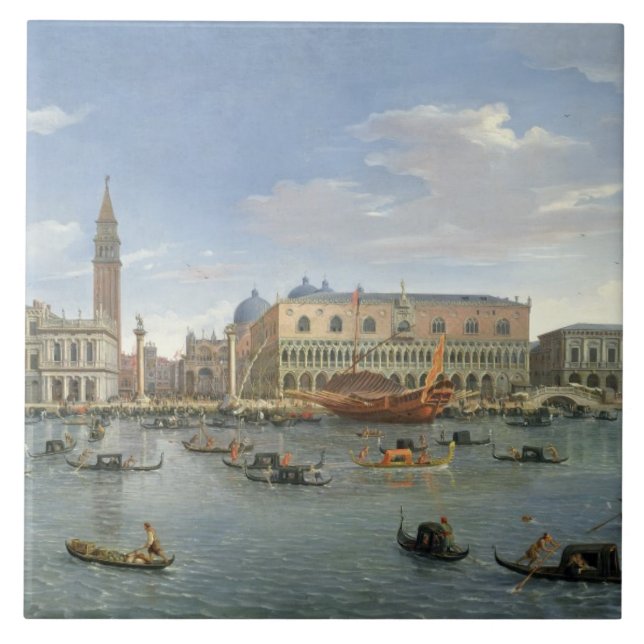 Ansicht von Venedig von der Insel von San Giorgio, Fliese (Vorderseite)