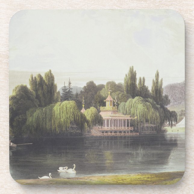 Ansicht von Virginia-Wasser mit Garten-Tempeln, Untersetzer (Vorderseite)