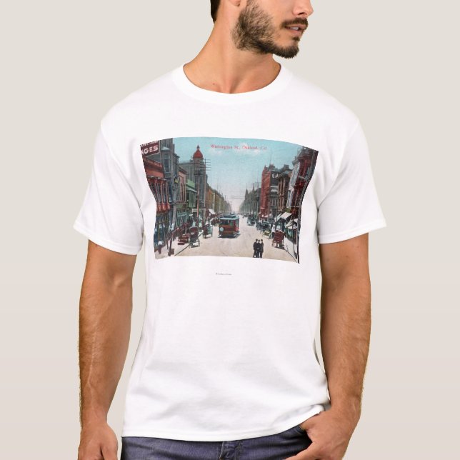 Ansicht von Washington-Straße mit Drahtseilbahnen T-Shirt (Vorderseite)