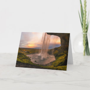 Ansicht von Wasserfall Islands Seljalandsfoss Karte