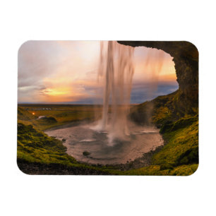 Ansicht von Wasserfall Islands Seljalandsfoss Magnet