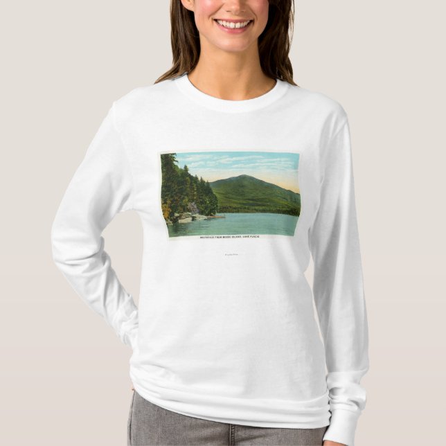 Ansicht von Whiteface Berg von der Elch-Insel T-Shirt (Vorderseite)