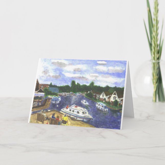 Ansicht von Wroxham Brücke Norfolk Broads Karte (Vorderseite)