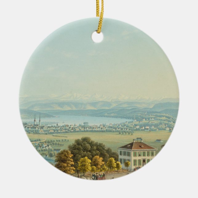 Ansicht von Zürich, c.1840 (w/c) Keramik Ornament (Vorne)