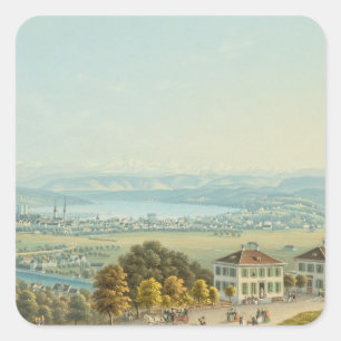Ansicht von Zürich, c.1840 (w/c) Quadratischer Aufkleber