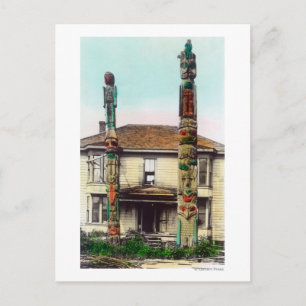 Ansicht von zwei TotempolesWrangell, AK Postkarte