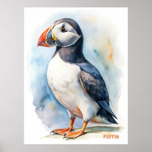 Ansichtskarte für die Aquarellmalerei von Puffin Poster