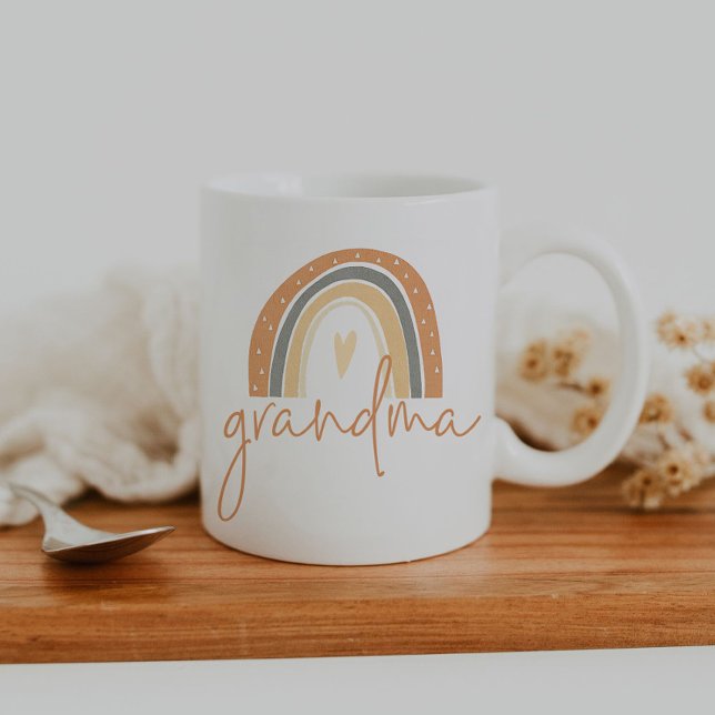 ANSLEY Boho Burnt Orange Rainbow Heart Grandma Kaffeetasse (Von Creator hochgeladen)