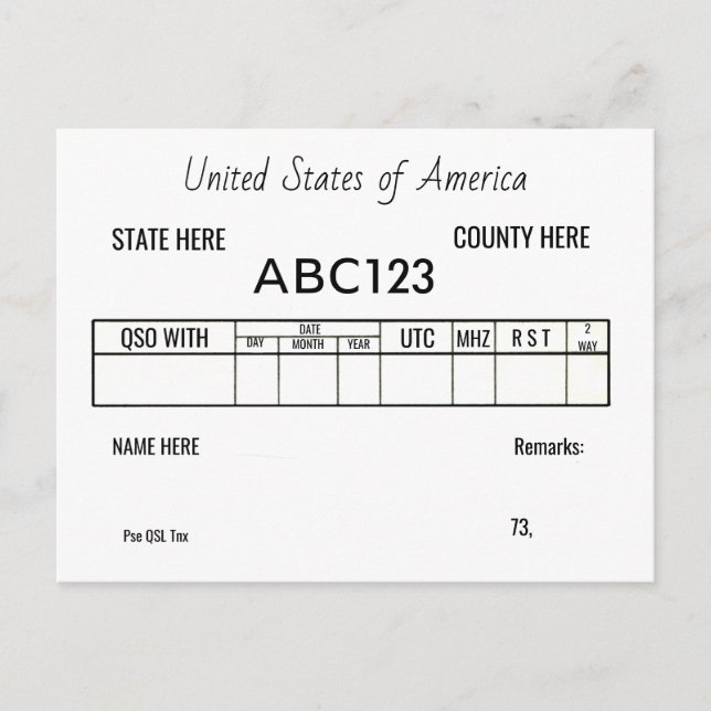 Ansprechpartner für Funkamateure der QSL-Karte Postkarte (Vorderseite)