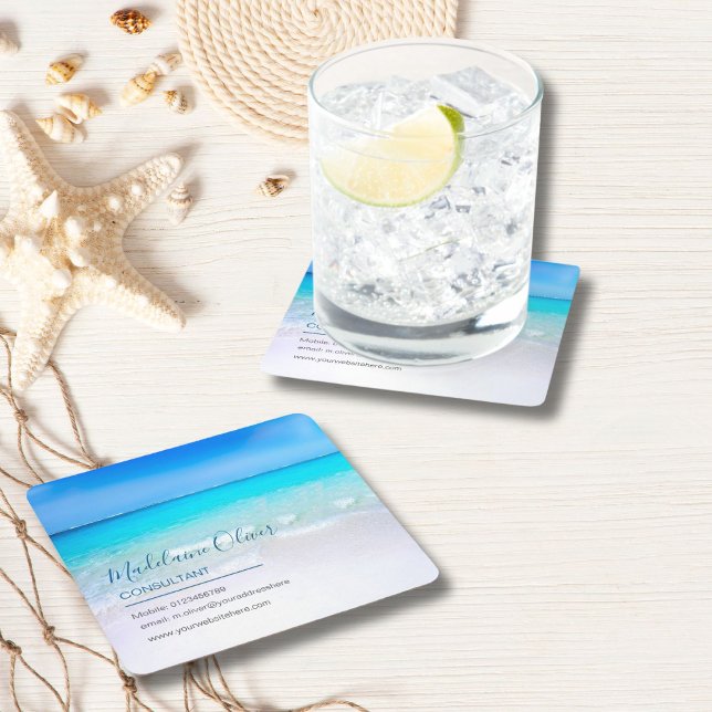 Ansprechpartner für Unternehmen im Seeverkehr Blau Rechteckiger Pappuntersetzer (Von Creator hochgeladen)