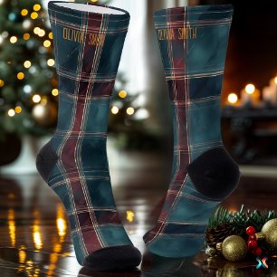 Anspruchsvolle Aquamarine Weihnachten und Burgunde Socken
