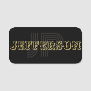 Anspruchsvolle Black & Gold-Einzigartige Schriftar Namensschild