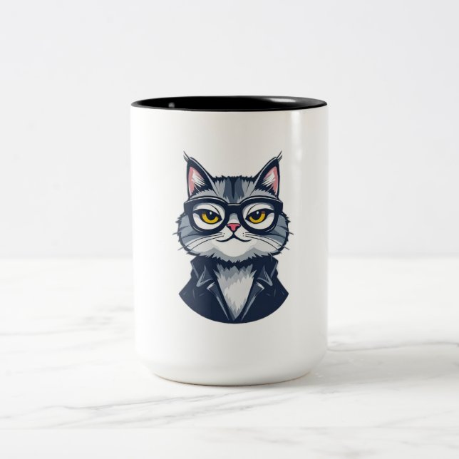 "Anspruchsvolle Feline Gentleman Tasse - Zwei-Tone (Mittel)