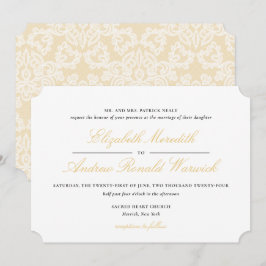 Anspruchsvolle Gold-Spitzen-Skripte für Hochzeitsf Einladung