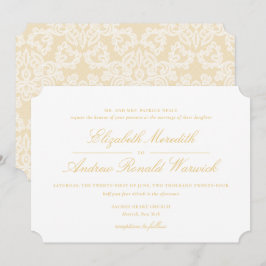 Anspruchsvolle Gold-Spitzen-Skripte für Hochzeitsf Einladung