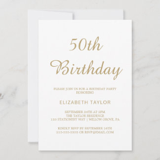 Anspruchsvolle Goldkalligraphie 50. Geburtstag Einladung