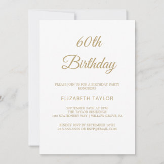 Anspruchsvolle Goldkalligraphie zum 60. Geburtstag Einladung