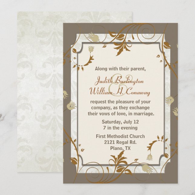 Anspruchsvolle Hochzeit im Herbst Einladung (Vorne/Hinten)