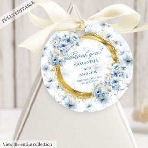 Anspruchsvolle Hochzeit mit Watercolor Light Blue  Geschenkanhänger
