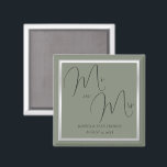 Anspruchsvolle Hochzeit & Silver Wedding Magnet<br><div class="desc">Schöner, raffinierter Weise und silberfarbener Hochzeitsmagnet begünstigen. Trendy Salbei und Silberfarben für Ihren besonderen Tag. Romantische und modische Farben für Hochzeiten. Hübscher Salbeihintergrund mit glänzender silberner Grenze. Einzigartige, schicke und stilvolle Einladung für jede Jahreszeit. Alle Text-, Schriftart- und Schriftart-Farben sind vollständig an Ihre Anforderungen angepasst. Wenn Sie Hilfe bei der...</div>