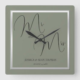 Anspruchsvolle Hochzeit & Silver Wedding Quadratische Wanduhr