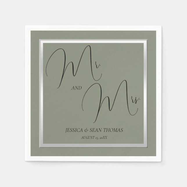 Anspruchsvolle Hochzeit & Silver Wedding Serviette (Vorderseite)