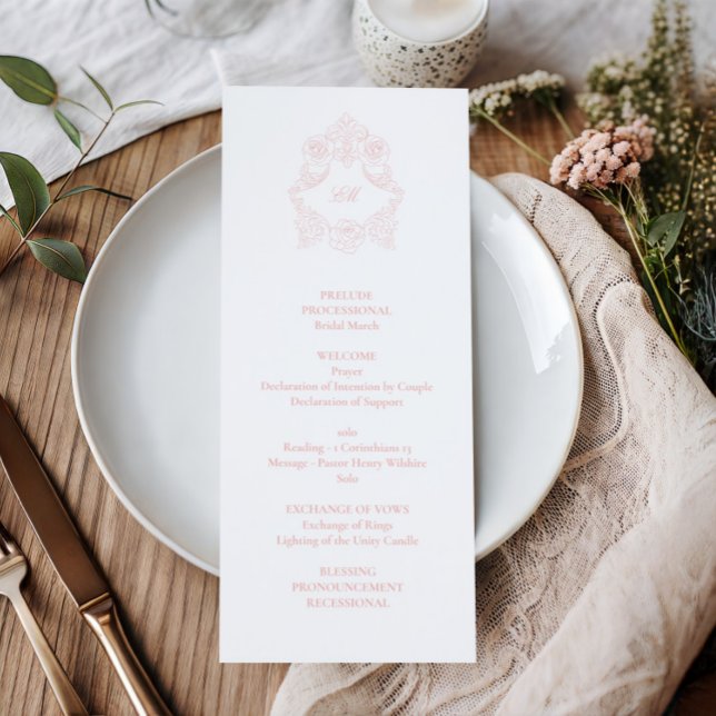 Anspruchsvolle klassische Script-Blush-Pink-Hochze Programm (Von Creator hochgeladen)