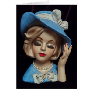 Anspruchsvolle Lady Blue Hat Eyelashes Card