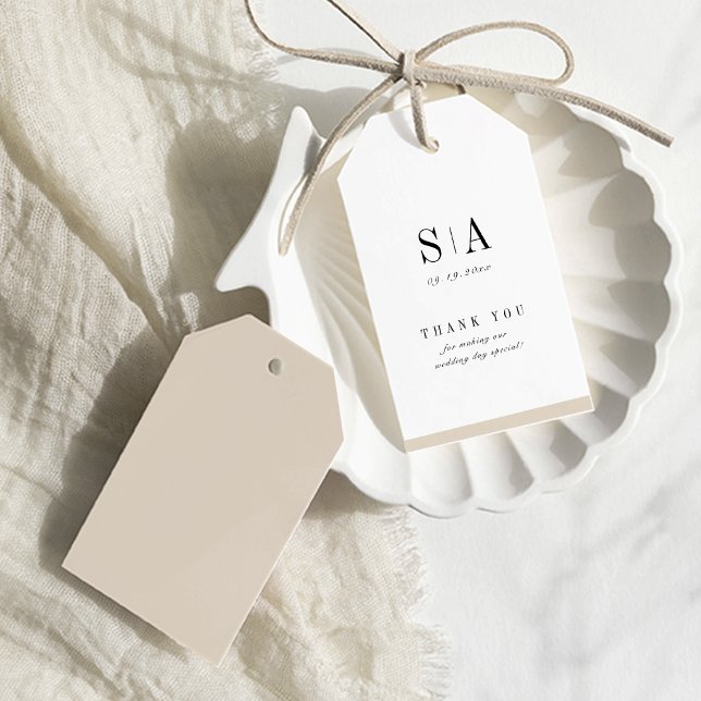 Anspruchsvolle, minimalistische Mongramm-Hochzeit Geschenkanhänger (Sophisticated monogram minimalist wedding gift tags)