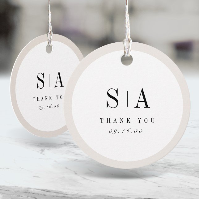 Anspruchsvolle, minimalistische Mongramm-Hochzeit Geschenkanhänger (Sophisticated monogram minimalist wedding favor tags)