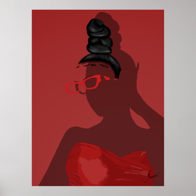 Anspruchsvolle Rote Illustration der Frau Hollow K Poster (Vorne)