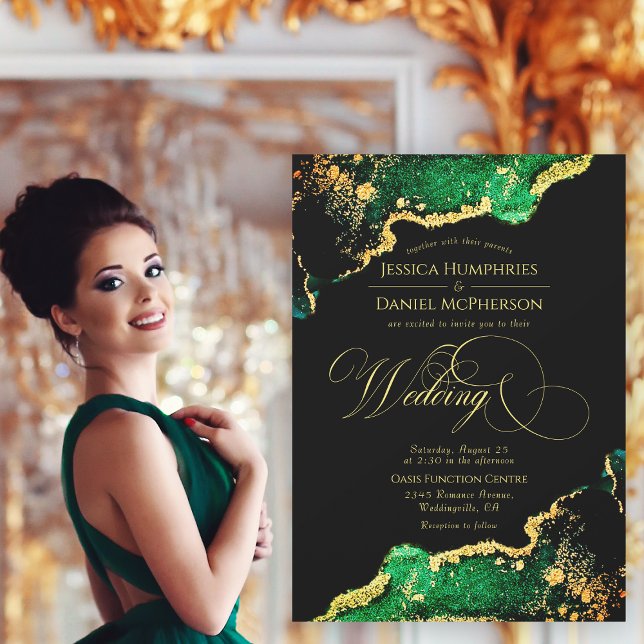 Anspruchsvolle Smaragdgrüne Bronze Einladung (Sophisticated Emerald Green Bronze Invitation)