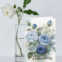 Anspruchsvolle Watercolor Blue Rose zum Geburtstag