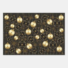 Anspruchsvolle Weihnachten in Gold, Schwarz und Gr Geschenkpapier Set