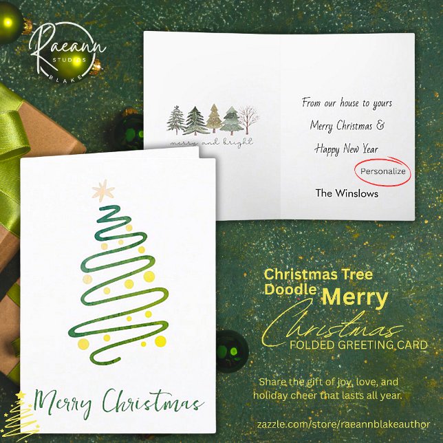 Anspruchsvolle Weihnachtsbaum-Doodle-Grußkarte Karte (Von Creator hochgeladen)