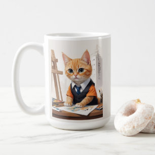 Anspruchsvoller Architekt Cat Ginger Kitten Art Kaffeetasse