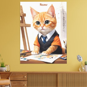 Anspruchsvoller Architekt Cat Ginger Kitten Art Leinwanddruck