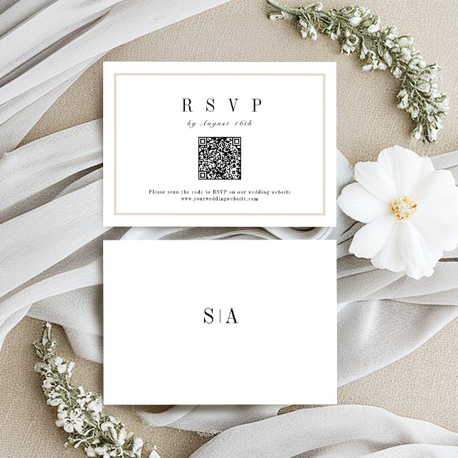 Anspruchsvoller Rahmen minimalistischer QR-Code fü RSVP Karte (Sophisticated frame minimalist wedding QR code RSVP Card)