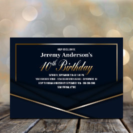 Anspruchsvolles Blue Gold 40. Geburtstag Party Einladung