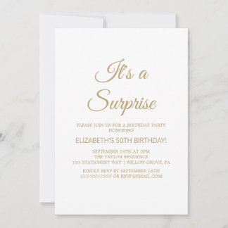 Anspruchsvolles Gold Calligraphy Surprise Party Einladung