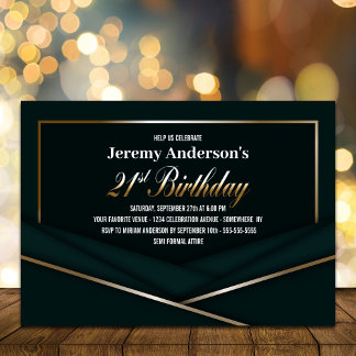 Anspruchsvolles Green Gold 21. Geburtstag Party Einladung
