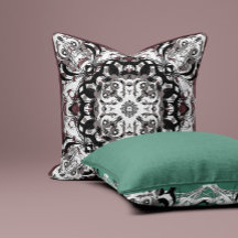 Anspruchsvolles Mandala Throw Kissen - Black & Bur