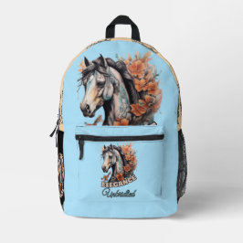 Anspruchsvolles Pferdedesign mit blühender Orange Bedruckter Rucksack