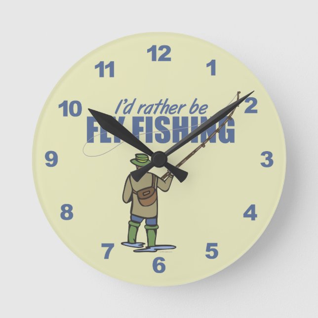 Anstatt Fliegenfischen Runde Wanduhr (Vorderseite)
