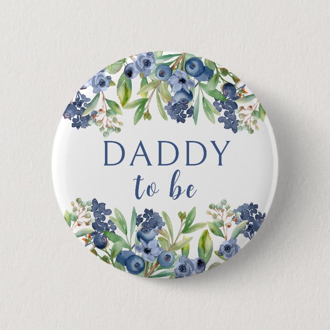 Ansteckbutton für werdenden Vater für Blaubeer-Bab Button (Vorderseite)