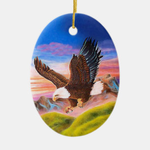 Ansteigende Eagle-Oval-Verzierung Keramikornament