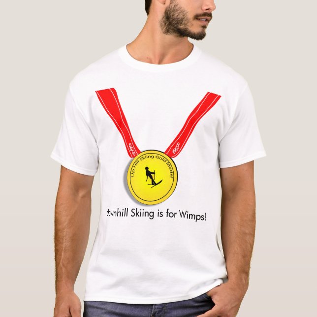 Ansteigende Skifahren Goldmedaille olympisch T-Shirt (Vorderseite)